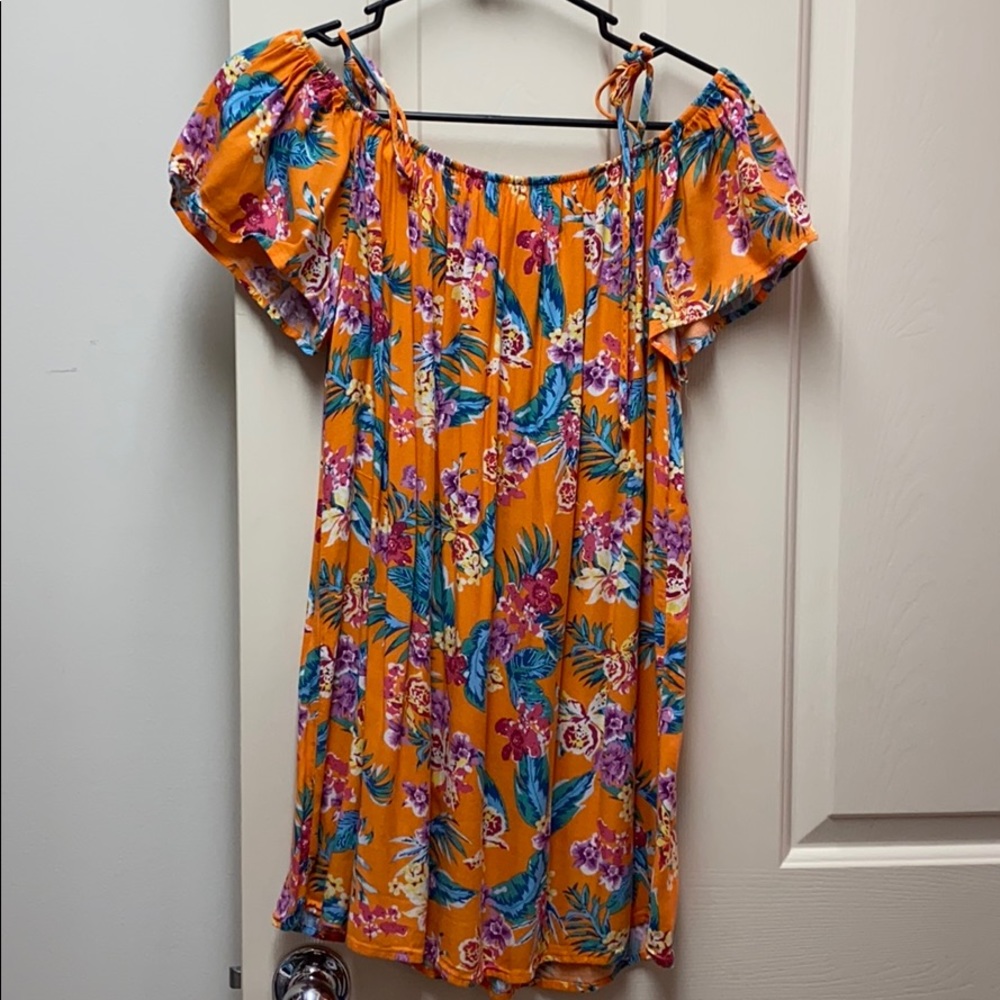 Forever 21 Orange off the shoulder dress